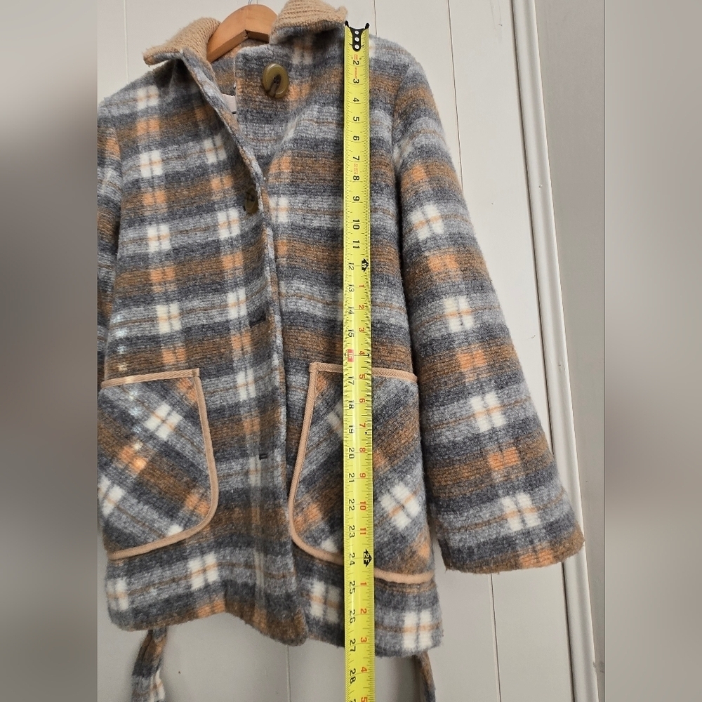 Urban Outfitters Checkered Teddy Jacket in Cream and Brown-Size M - Picture 8 of 11